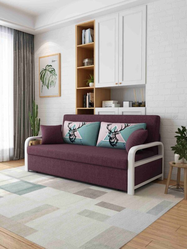 cotton and linen expandable sofa bed with storage function - Image 4