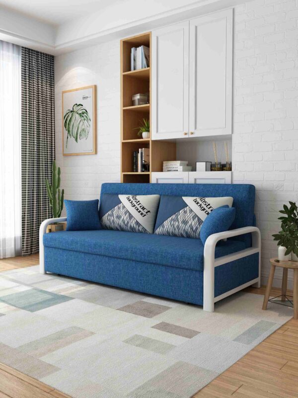 cotton and linen expandable sofa bed with storage function - Image 3