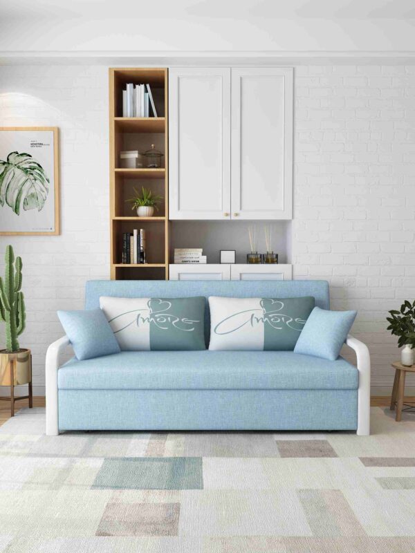 cotton and linen expandable sofa bed with storage function - Image 5