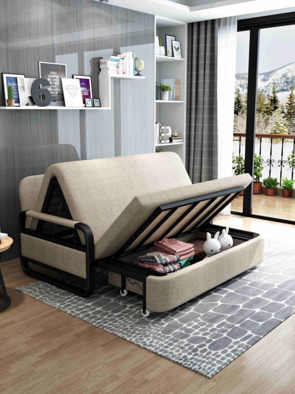Collapsible storage Removable Washable Assembly Cotton Linen solid wood metal frame - Image 6