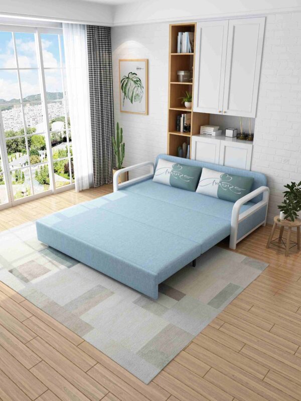 cotton and linen expandable sofa bed with storage function - Image 8