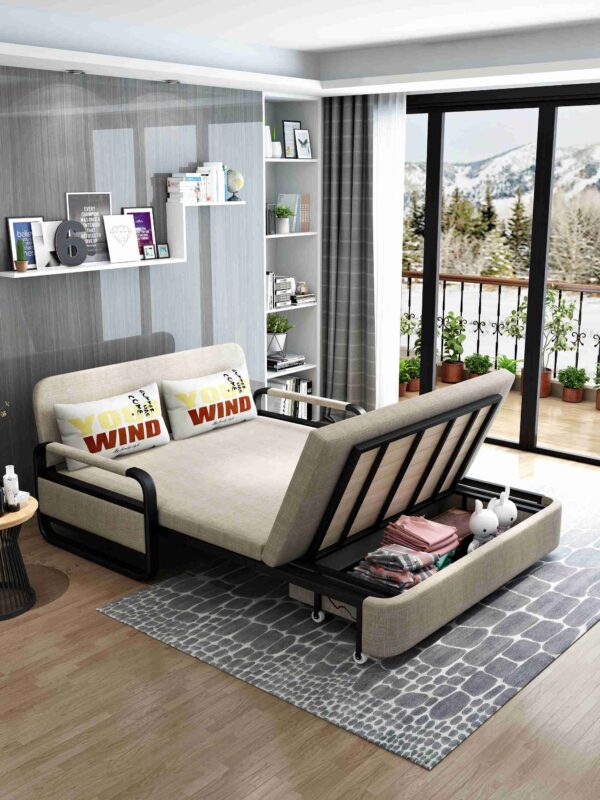 Collapsible storage Removable Washable Assembly Cotton Linen solid wood metal frame - Image 7