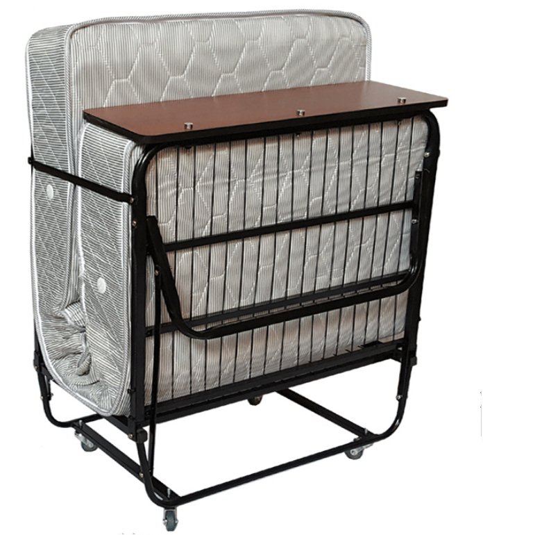 Folding Metal Bed With Headboard Foldable Rollaway Metal Bed With Foam 