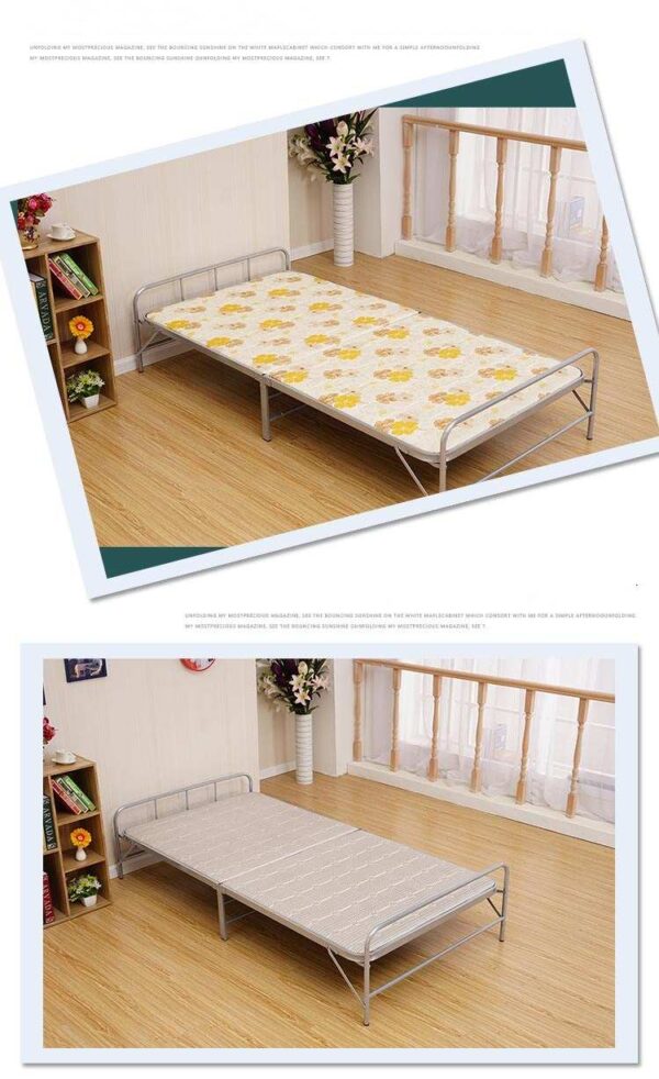 Wood folding bed with metal frame headboard - Image 3