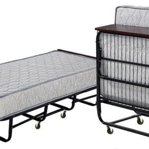 Folding Metal bed with headboard, Foldable rollaway Metal bed with Foam mattress or spring mattress
