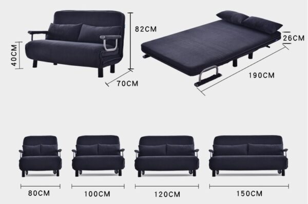 Adjustable Comfortable Folding Futon Sofa Bed with wheels - Image 5