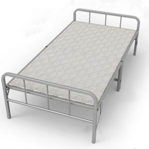 Wood folding bed with metal frame headboard