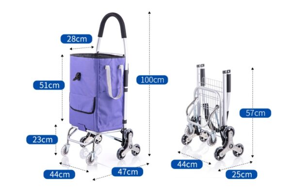 Six Wheels Multipurpose Foldable Folding lightweight Stair Climbing Shopping Cart Trolley - Image 4