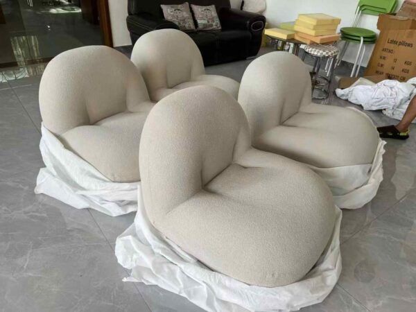 White Lamb Velvet Armless Chair，Lounge Chair - Image 2