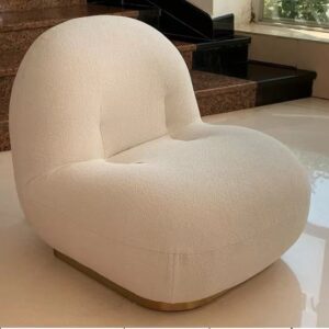 White Lamb Velvet Armless Chair，Lounge Chair