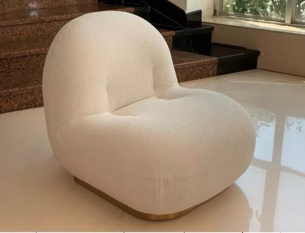 White Lamb Velvet Armless Chair，Lounge Chair